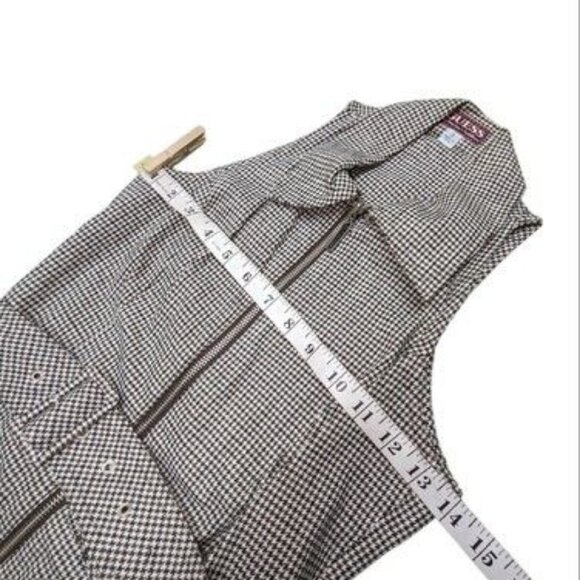 Guess Jeans USA Girls Chevron Jumper Dress White Brown/Blue Plaid Girls Size 3 - Picture 6 of 10